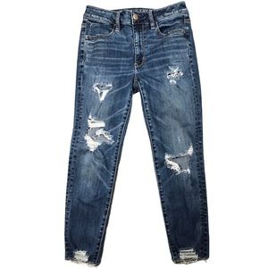 AEO Super Stretch Hi-Rise Distressed Skinny Jeans